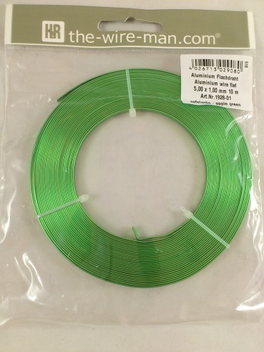Aluminium wire flat 5mmx10m. apple green